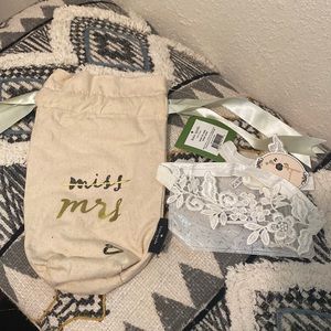 Bridal bundle , Kate spade wine bag and garter set